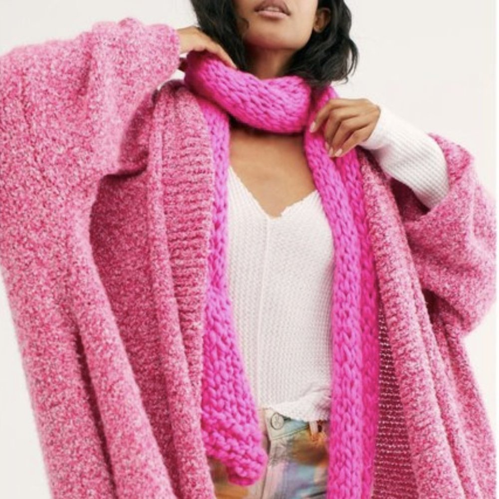 FREE PEOPLE "BFF" Boucle Cardigan in Prickly Pear, Size S M, $98